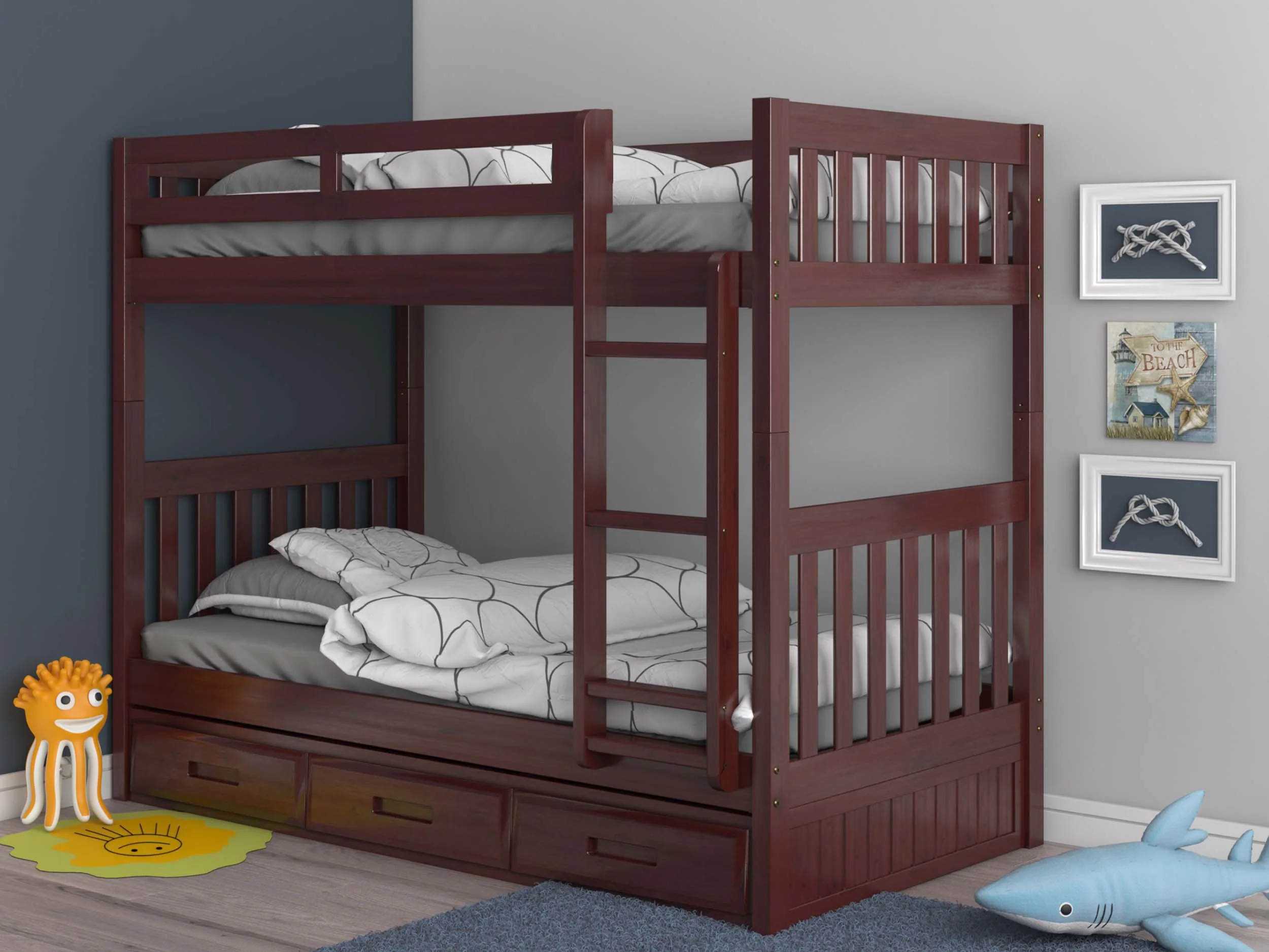 Twin over Twin Bunk Bed in Merlot Discovery World Furniture